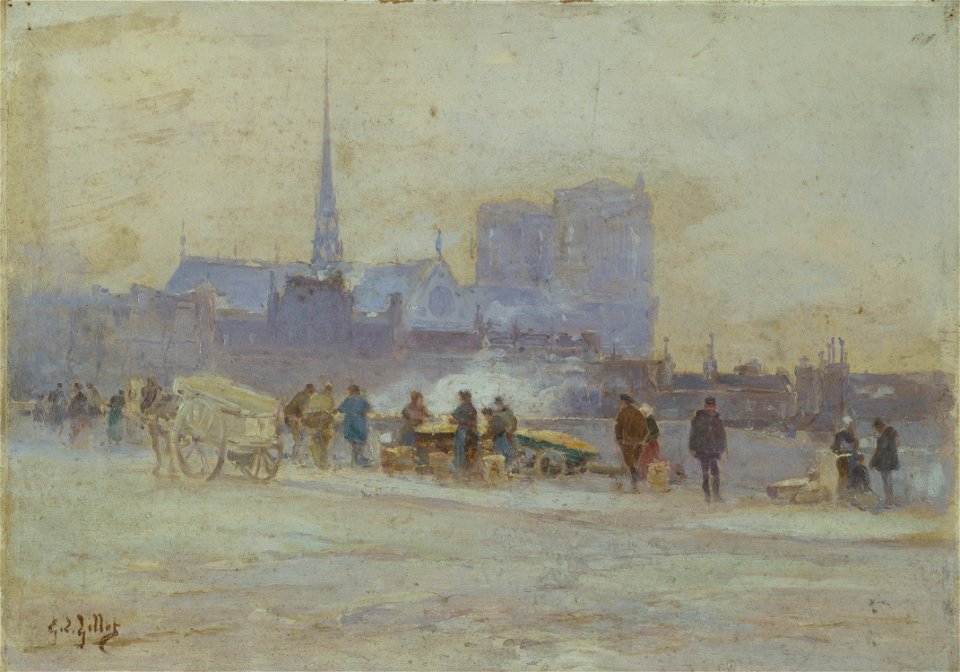 Eugène Louis Gillot - Notre-Dame, vue du quai de l'Hôtel-de-Ville - P356 - Musée Carnavalet