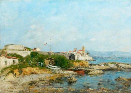 Eugène Louis Boudin (1824-1898) - The Fortifications at Antibes, France - NCM 1975-36 - Nottingham Castle Museum and Art Gallery
