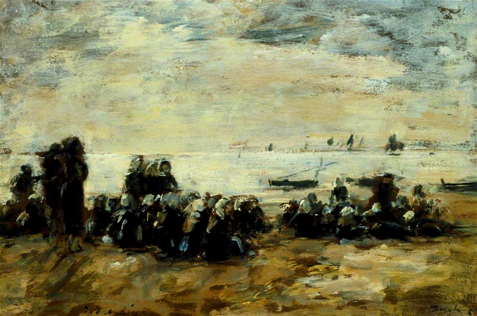 Eugène Louis Boudin (1824-1898) - Women Awaiting Fishing Boats on Berck Beach - 4-1986 - Southampton City Art Gallery