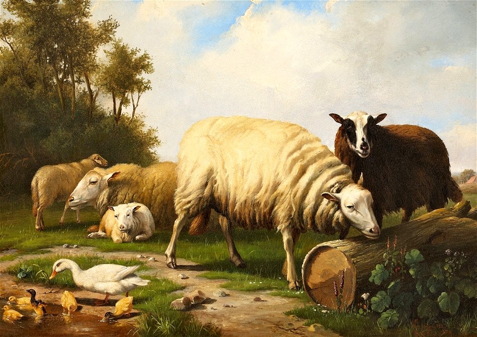 Eugène Verboeckhoven Schafe und Enten