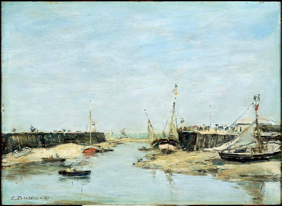 Eugène Louis Boudin - Trouville, Les Jetees a Maree Basse - 65.2638 - Museum of Fine Arts