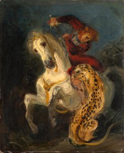 Eugéne Delacroix - Rider Attacked by a Jaguar - Google Art Project