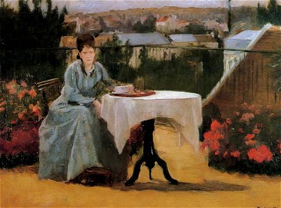 Eva Gonzalès - Afternoon Tea or On the Terrace. Free illustration for personal and commercial use.