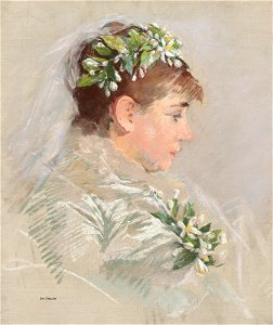 Eva Gonzalès - La Mariée (Jeanne Gonzalès). Free illustration for personal and commercial use.