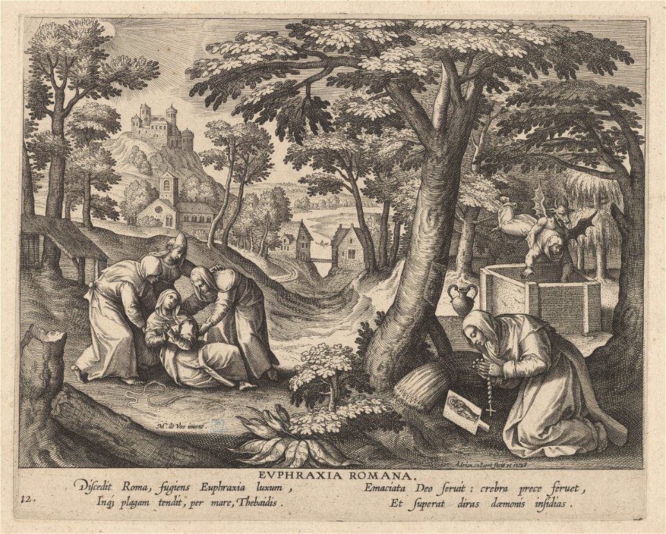 Euphraxia of Rome print by Maerten de Vos, S.I 812, Prints Department, Royal Library of Belgium