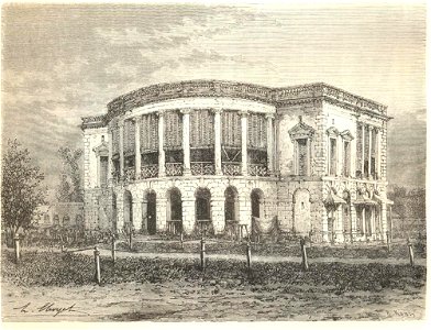 European house at Calcutta; from Le Tour du Monde. Free illustration for personal and commercial use.