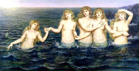 Evelyn de Morgan - The Sea Maidens, 1885-1886