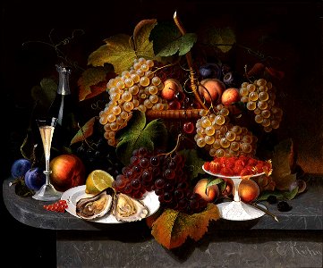 Everhart Kuhn - Still Life with Fruit, Oysters, and Wine - 1952.13.83A - Smithsonian American Art Museum