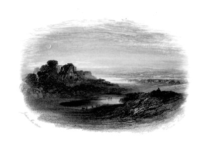 Evening engraving by William Miller after John Martin. Free illustration for personal and commercial use.
