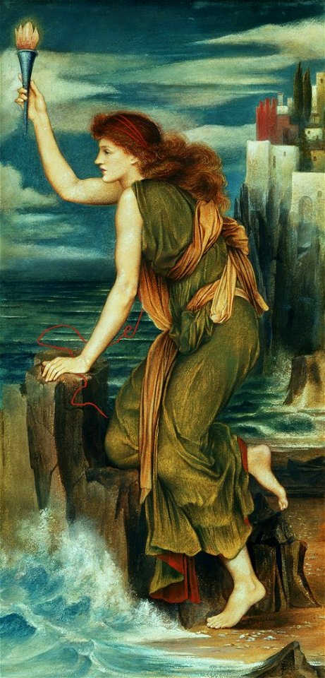 Evelyn de Morgan - Hero Holding the Beacon for Leander, 1885