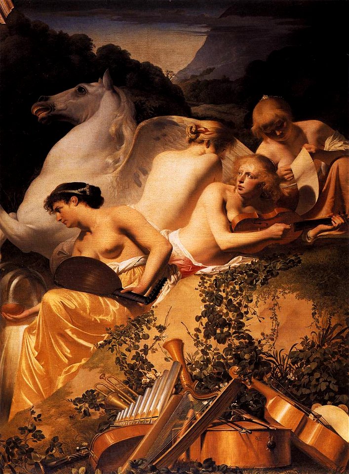 Everdingen, Caesar van - Four Muses and Pegasus on Parnassus - c. 1650