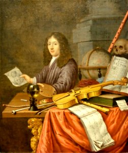 Evert Collier's Self-Portrait with a Vanitas Still-life. Free illustration for personal and commercial use.