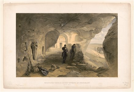Excavated church in the caverns at Inkermann, looking west - W. Simpson, del. ; Day & Son, Lithrs. to the Queen. LCCN2002713038