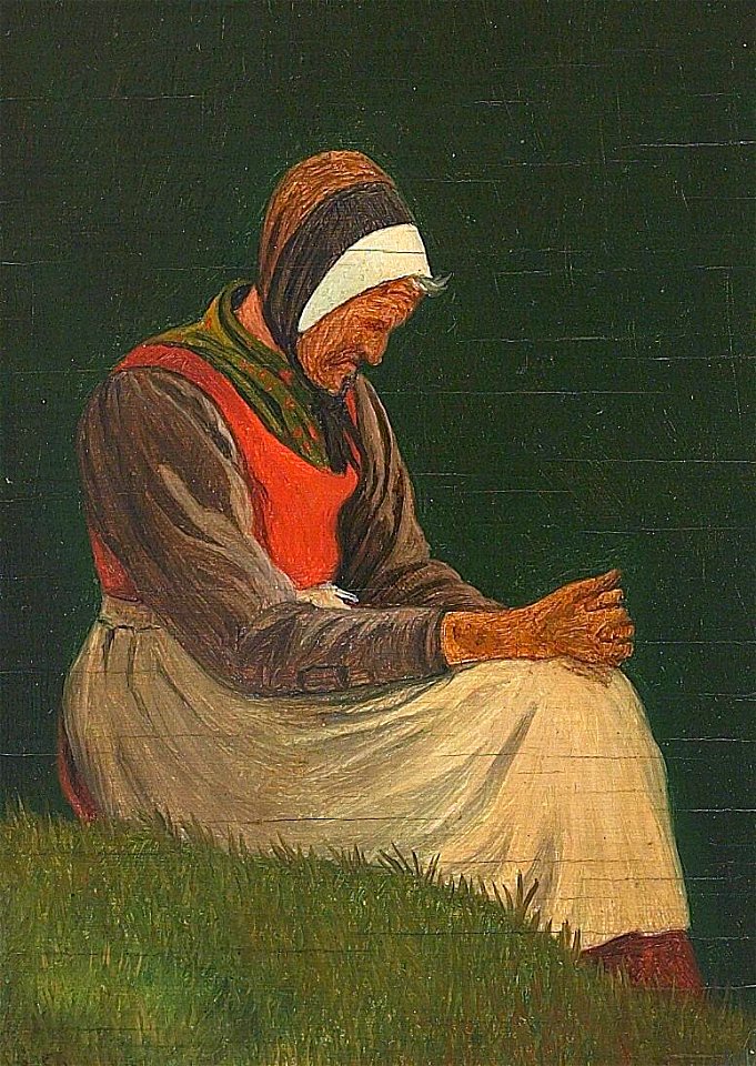 Julius Exner - Portræt af siddende gammel kone