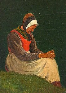 Julius Exner - Portræt af siddende gammel kone. Free illustration for personal and commercial use.