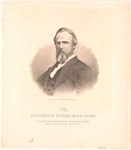 Ex-Governor Rutherford B. Hayes, Republican candidate for Governor of Ohio. Election Tuesday, October 12th, A.D. 1875 - crayon-drawing by Dr. Jasper. LCCN2012649713