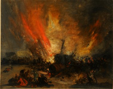 Explosión de una locomotora - Jenaro Pérez Villaamil