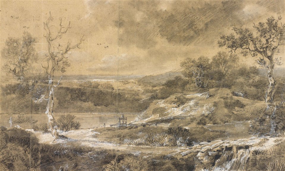 Excerpt from Landscape beside a lake by Thomas Gainsborough, circa 1745-1755