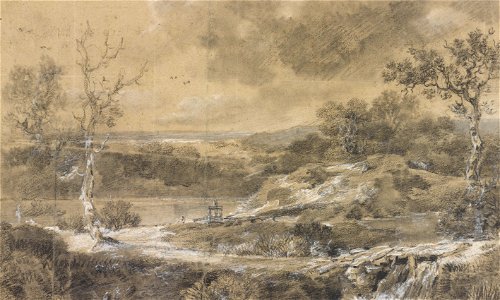 Excerpt from Landscape beside a lake by Thomas Gainsborough, circa 1745-1755