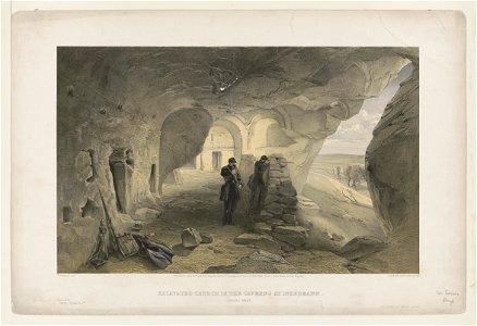 Excavated church in the caverns at Inkermann, looking west - W. Simpson, del. ; Day & Son, Lithrs. to the Queen. LCCN2002713038