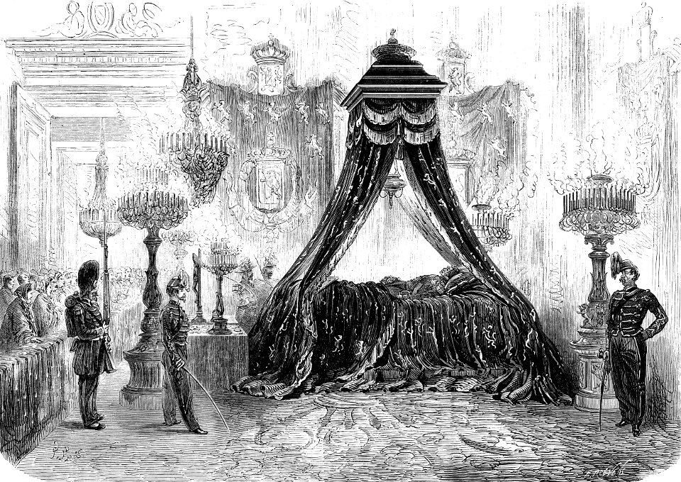 Exposition du corps du roi Léopold Ier dans la chapelle ardente le 14 décembre 1865