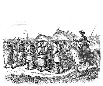 EXILES PASSING THROUGH A VILLAGE