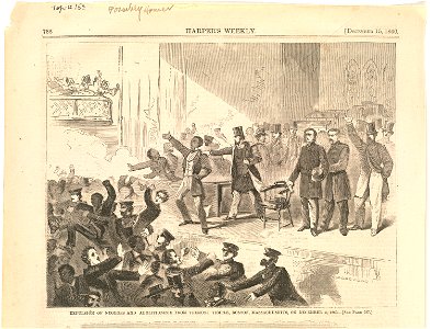 Expulsion of negroes and abolitionists from Tremont Temple, Boston, Massachusetts, on December 3, 1860 (Boston Public Library)