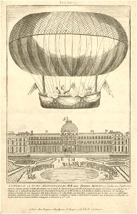 Expérience du globe aërostatique du MM. les freres Robert au Jardin des Thuileries. Free illustration for personal and commercial use.