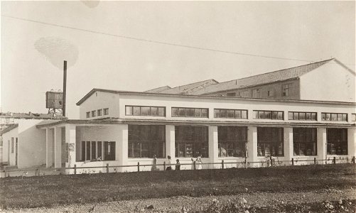 Exterior view of the canteen in the First Block of Magnitogorsk. Free illustration for personal and commercial use.