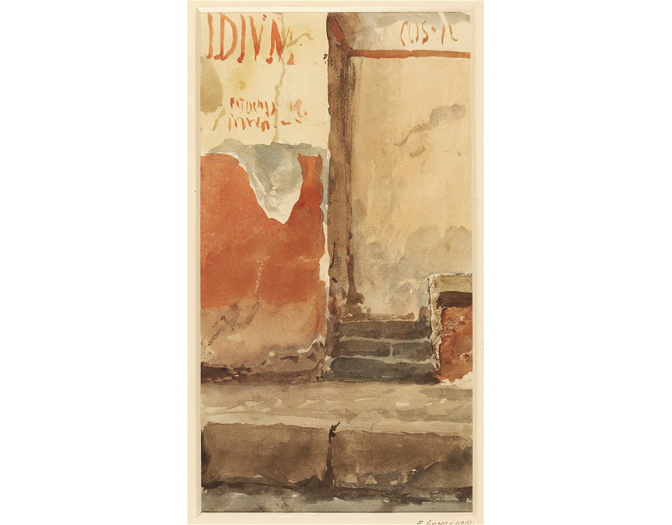 External view of the House of Epidius, Pompeii, watercolor by Luigi Bazzani