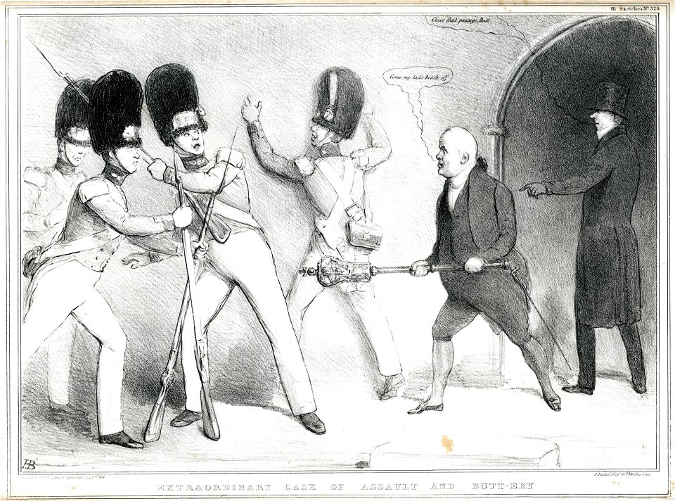Extraordinay case of assault and butt-ery (BM 1857,1222.77)