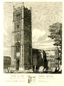 Tower of Eye Church Suffolk by Henry Davy. Free illustration for personal and commercial use.