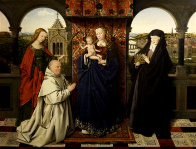 Jan van Eyck - Virgin and Child, with Saints and Donor - 1441 - Frick Collection. Free illustration for personal and commercial use.