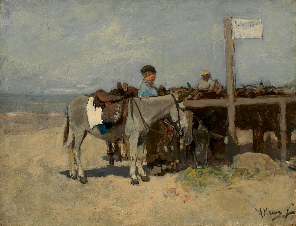 Ezelstandplaats op het strand te Scheveningen - hwm0218 - Van Gogh Museum