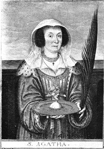 F Brentel - Agathe Frau zu Rappoltstein als hl. Agatha Miniatur 1629 (UzFBi113)