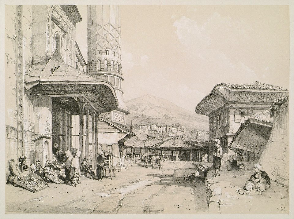 Exterior of the Great Mosque, Brussa - Lewis John F - 1838