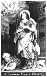 F Brentel - Hl.Barbara (Stundenbuch d Mkgr. Wilhelm von Baden) Miniatur 1647 (UzFBi120)