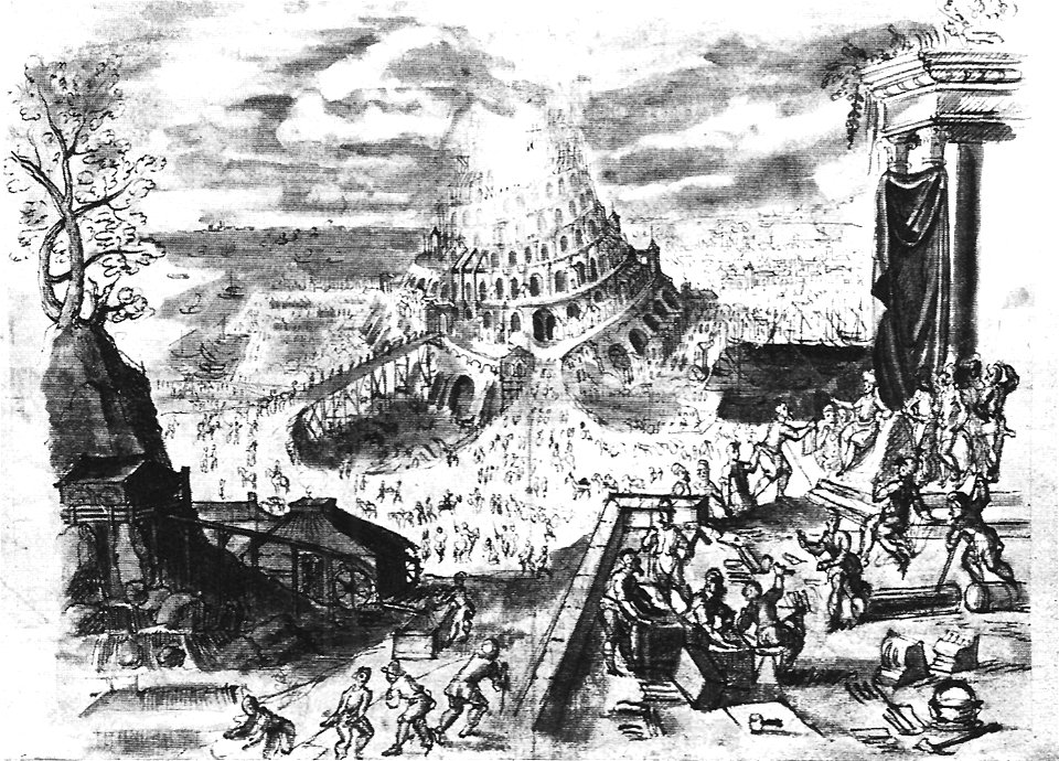 F Brentel - Turmbau zu Babel FedZeichn.lav um1630 F53r (UzFBi085)