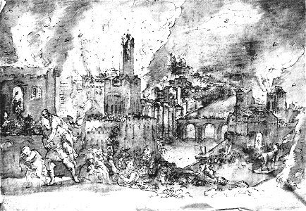 F Brentel - Zerstörung Trojas FedZeichn.lav. F71v3 (UzFBi086)
