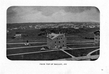 Exterior View of Packard Hall Taken From the Top of Ballou Hall. Free illustration for personal and commercial use.