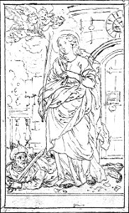 F Brentel - Hl.Barbara für Stundenbuch des Markgrafen Wilhelm von Baden 1647 F21v2 (UzFBi119)