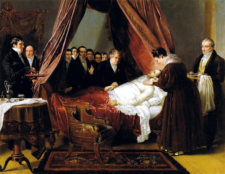 F. de Madrazo - 1833, La Enfermedad de Fernando VII (Palacio Real de Madrid, 105 x 147 cm)