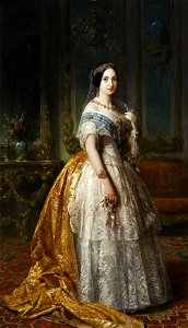 F. de Madrazo - 1851, La infanta Luisa Fernanda de Borbón, Duquesa de Montpensier (Palacio Real de Madrid, 220 x 128 cm). Free illustration for personal and commercial use.