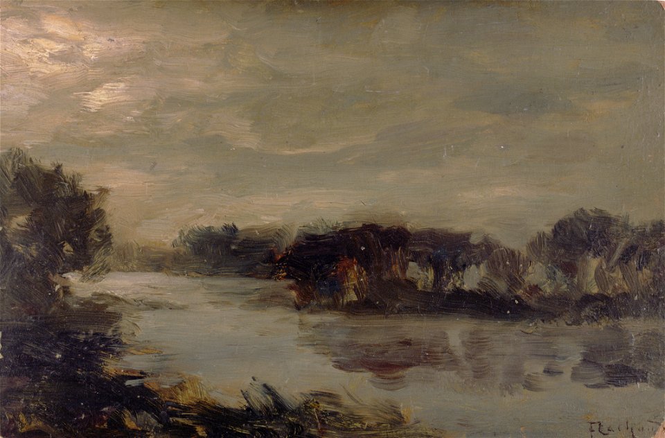 F.C. Cachoud - La Seine à Montéreau, nuit nuageuse - E533 - Cultural Heritage Agency of the Netherlands Art Collection
