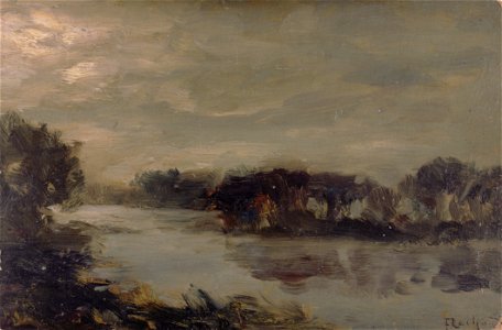 F.C. Cachoud - La Seine à Montéreau, nuit nuageuse - E533 - Cultural Heritage Agency of the Netherlands Art Collection