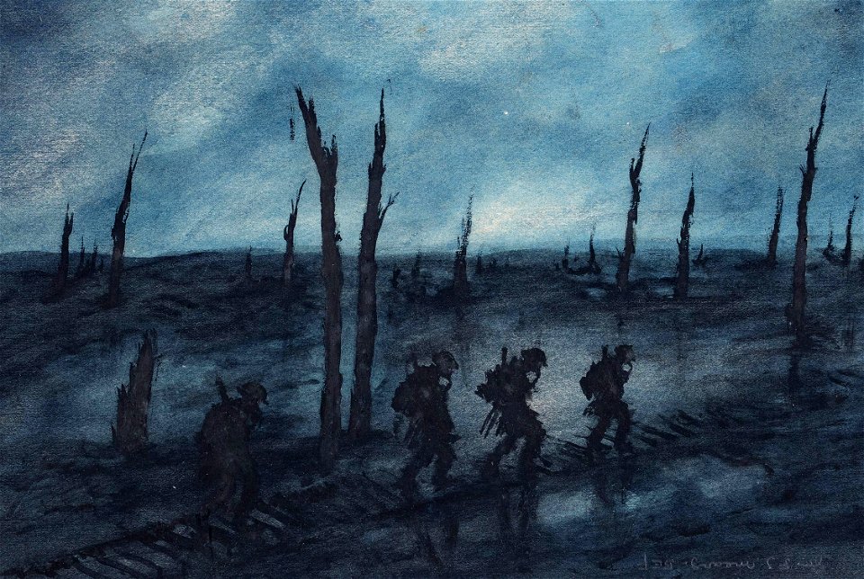 F. J. Mears - Mears-98106 - WW1 battlefield at night