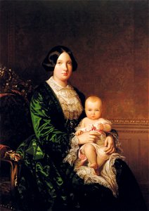 F. de Madrazo - 1852, Isabel II con la infanta Isabel (Cuartel General del Ejército, Palacio de Buenavista, Madrid, 142 x 101 cm)