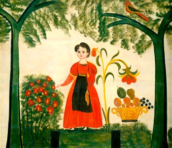 Girl in Red with Flowers and a Distelfink G-001902-20121025