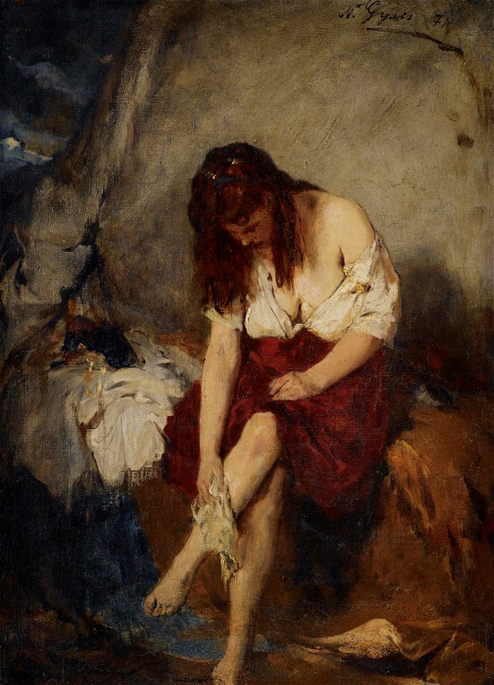 Girl washing by a river 1871
