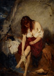 Girl washing by a river 1871
